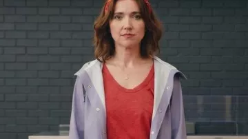 Trying S05 Esther Smith Purple Hooded Rain Jacket used by Nikki (Esther Smith) as seen in Trying (S05)