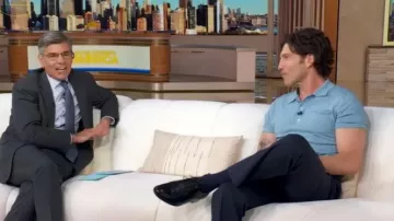 Billy Reid Cotton Linen Sweater Polo worn by Jon Bernthal as seen in Good Morning America on July 17, 2026