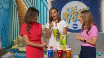 Zara Knit Polo in Pink worn by Lori Bergamotto as seen in Good Morning America on July 17, 2026