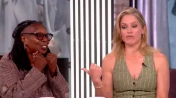 L'Agence Drina Pinstripe Linen-Blend Vest worn by Sara Haines as seen in The View on July 20, 2026