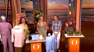 L'Agence Livvy Stripe Straight-Leg Trousers worn by Sara Haines as seen in The View on July 20, 2026
