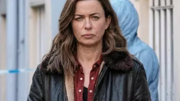 The Crow Girl S02 Jeanette Kilburn Flight Jacket worn by Jeanette Kilburn (Eve Myles) as seen in The Crow Girl (S02)