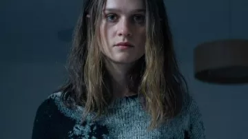 The Crow Girl S02 Clara Rugaard Washed Knit Sweater as seen in The Crow Girl (S02)