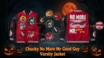 Chucky No More Mr Good Guy Varsity Jacket (Charlie Sheen) in Begone Chucky! The Film
