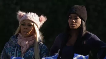 Knit Winter Beanie Hat with Two Faux Fur Balls worn by Phaedra Parks as seen in The Real Housewives of Atlanta (S17E14)
