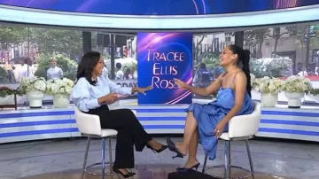 Herbert Levine Sitting Pretty Leather Mules worn by Tracee Ellis Ross as seen in Today on July 22, 2026