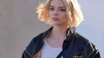 Lucky 2026 Anya Taylor-Joy Black Bomber Jacket worn by Luciana 'Lucky' Armstrong (Anya Taylor-Joy) as seen in Lucky