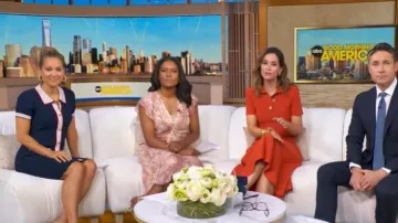 Alexia Admor Cove Collared Button Down Contrast Knit worn by Ginger Zee as seen in Good Morning America on July 22, 2026