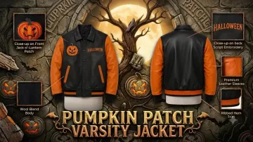 Pumpkin Patch Varsity Jacket (Dustin Chitty) in Pumpkin
