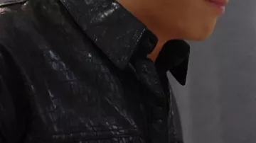 Veste en cuir noir façon croco Brooks Marks Next Gen NYC S02