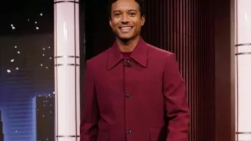 Jimmy Kimmel Live Jaafar Jackson Burgundy Suit as seen in Jimmy Kimmel Live!