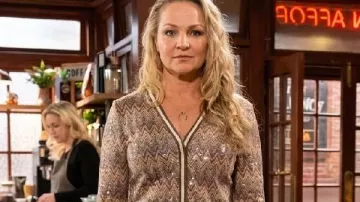 Young and The Restless Sharon Newman Sequin Chevron Cardigan as seen in The Young and the Restless