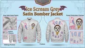 Ice Scream Grey Satin Bomber Jacket in JASON VOORHEES