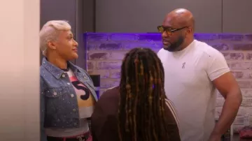 Julianna Rhinestone Denim Skirt Set - Medium Wash worn by Roe Grady-Pichardo as seen in Heart and Hustle Houston (S02E07)