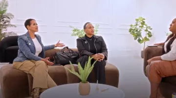 Balmain Double-Breasted Denim Blazer worn by Chloe Cook as seen in Heart and Hustle Houston (S02E07)