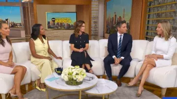 Vestido camisero utilitario Judy de Derek Lam, modelo Crosby, usado por Rebecca Jarvis en Good Morning America el 24 de julio de 2026.