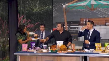 Badgley Mischka Short Sleeve Collar Full Skirt Day Dress worn by Rachel Scott as seen in Good Morning America on  July 27, 2026