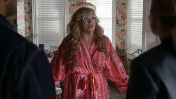 Hand in Pocket Print Fresh Leopard Stripes Robe- Pink Cabana worn by Penelope Garcia (Kirsten Vangsness) as seen in Criminal Minds (S19E03)