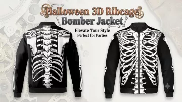 Halloween 3D Ribcage Bomber Jacket in Once Halloween