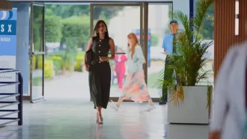 Zara Button Olive Dress worn by Georgia Alexi as seen in My Daughter's Father (S01E02)
