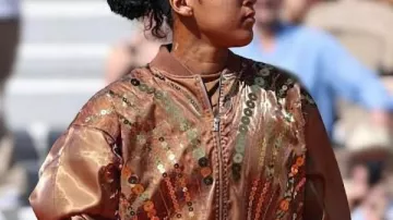 French Open 2026 Naomi Osaka Gold Sequin Bomber Jacket