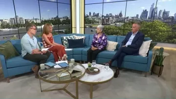 Reiss Satin Floral-Lace Trim Midi Skirt worn by Cat Deeley as seen in This Morning on July 6, 2026