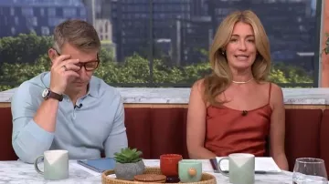 Reiss Satin Floral-Lace Trim Cami Top worn by Cat Deeley as seen in This Morning on July 6, 2026