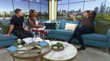 River Island Blue Satin Check Maxi Skirt worn by Alison Hammond as seen in This Morning on July 22, 2026