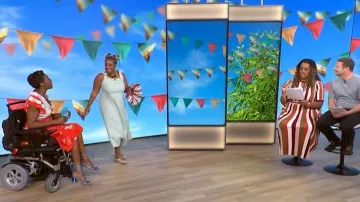 FatFace Delphine Green 100% Linen Midi Dress worn by as seen in This Morning on July 21, 2026