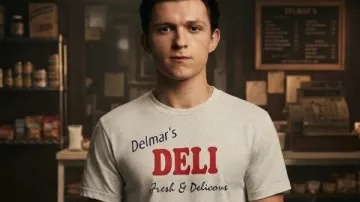 T-shirt graphique Spider-Man : Un nouveau jour, porté par Peter Parker / Spider-Man (Tom Holland) dans le film Spider-Man : Un nouveau jour.