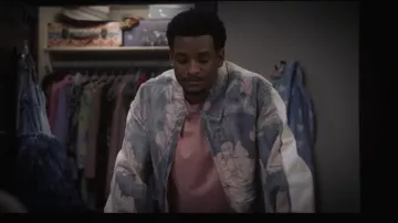 Dries Van Noten Men's Veper Floral Print Denim Jacket worn by Kingston Jeremy (Nathaniel McIntyre) as seen in All American (S08E04)