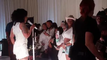 Cinq à Sept Cascade Bugle Micky Dress worn by K. Michelle as seen in The Real Housewives of Atlanta (S17E17)