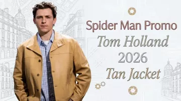 Veste beige Spider-Man (Tom Holland) portée par Peter Parker / Spider-Man (Tom Holland) dans Spider-Man : Un nouveau jour (promotion 2026).