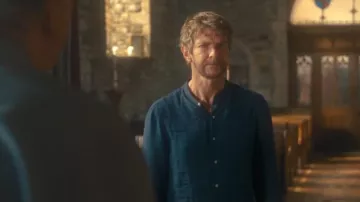 Theory Men's Irving Relaxed Linen Shirt worn by Leonard Krall (Sam Hazeldine) as seen in The Rapture (S01E04)