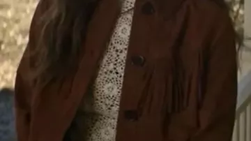 Veste à franges en daim Minka Kelly portée par Quinn O'Grady (Minka Kelly) dans Ransom Canyon (S02)