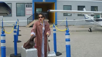 Aqua Sheen Lightweight Trench Rain Coat worn by Annie (Ella Rubin) as seen in Sterling Point (S01E01)