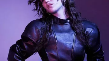 Sophie Thatcher 2026 Tacked Sleeve Leather Jacket