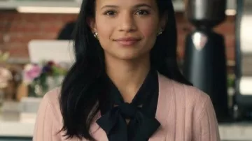 My Life With The Walter Boys S03 Nikki Rodriguez Pink Cardigan worn by Jackie Howard (Nikki Rodriguez) as seen in My Life with the Walter Boys (S03)