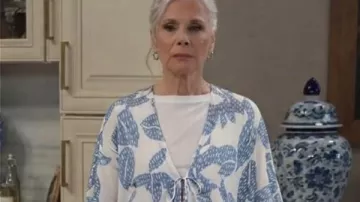 General Hospital 2026 Jane Elliot Blue Leaf Print Kaftan as seen in General Hospital