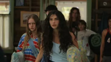 Princess Polly Kasper Cinched Longline Tank Blue worn by Annie (Ella Rubin) as seen in Sterling Point (S01E05)