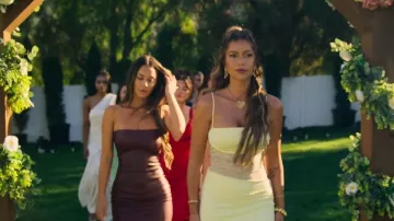 White Fox Boutique Compliment Me Maxi Dress Lemon worn by Mya Benway as seen in Let’s Marry Harry (S01E03)