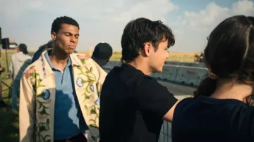 Found Floral Embroidered Work Jacket worn by Skylar Summerhill (Jaylan Evans) as seen in My Life with the Walter Boys (S03E04)