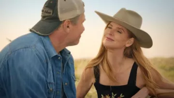 The Great Day Dress with Bouquet Floral Embroidery worn by Katherine Walter (Sarah Rafferty) as seen in My Life with the Walter Boys (S03E04)