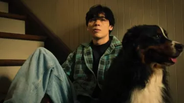 Champion Vintage Blue Grey Flannel Jacket worn by Isaac Garcia (Isaac Arellanes) as seen in My Life with the Walter Boys (S03E07)