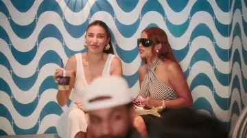 Jean Paul Gaultier Striped Asymmetric Halter Bodysuit worn by Yris Palmer as seen in The Girls: A Khloé Kardashian Project (S01E05)