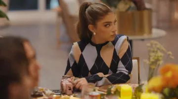 El cárdigan de punto Argyle de The Personal Code, usado por Gia Giudice, como se ve en Next Gen NYC (T02E09).