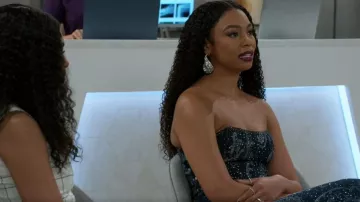 Akira Elevated Denim Corset with Rhinestones worn by Chelsea Hamilton (RhonniRose Mantilla) as seen in Beyond the Gates (S02E145)