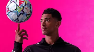 Balón oficial de la UCL de Jude Bellingham. Chaqueta Adidas de Jude Bellingham en los MEJORES momentos de la UCL de hoy.