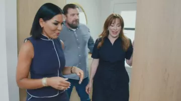 Gilet à passepoil contrastant Zara porté par Page Turner dans l'épisode « Love It or List It » (S21E10)