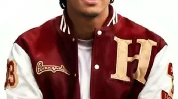 Burgundy and White Varsity Jacket worn by (Cornell Young) in A Different World (S01)